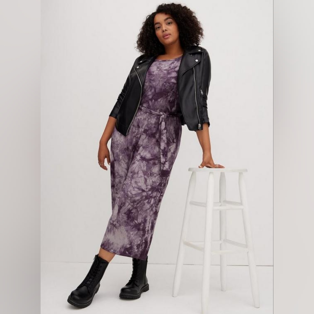 NWT Torrid Knit Tie Dye Jumpsuit 1X Belted Wide Leg Super Soft Lounge Chic